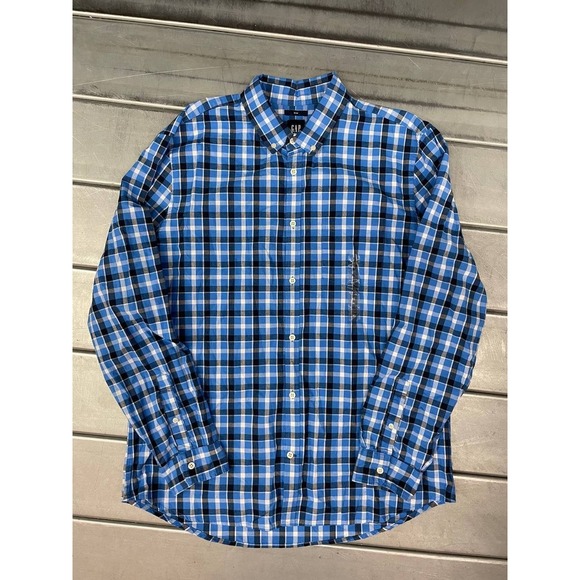 GAP Other - Gap Slim Fit Button Up Shirt Mens XL Blue Plaid Casual Work Long‎ Sleeve